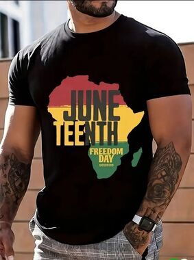 Juneteenth Freedom Day Black Tee - Graphic Men’s Shirt -R